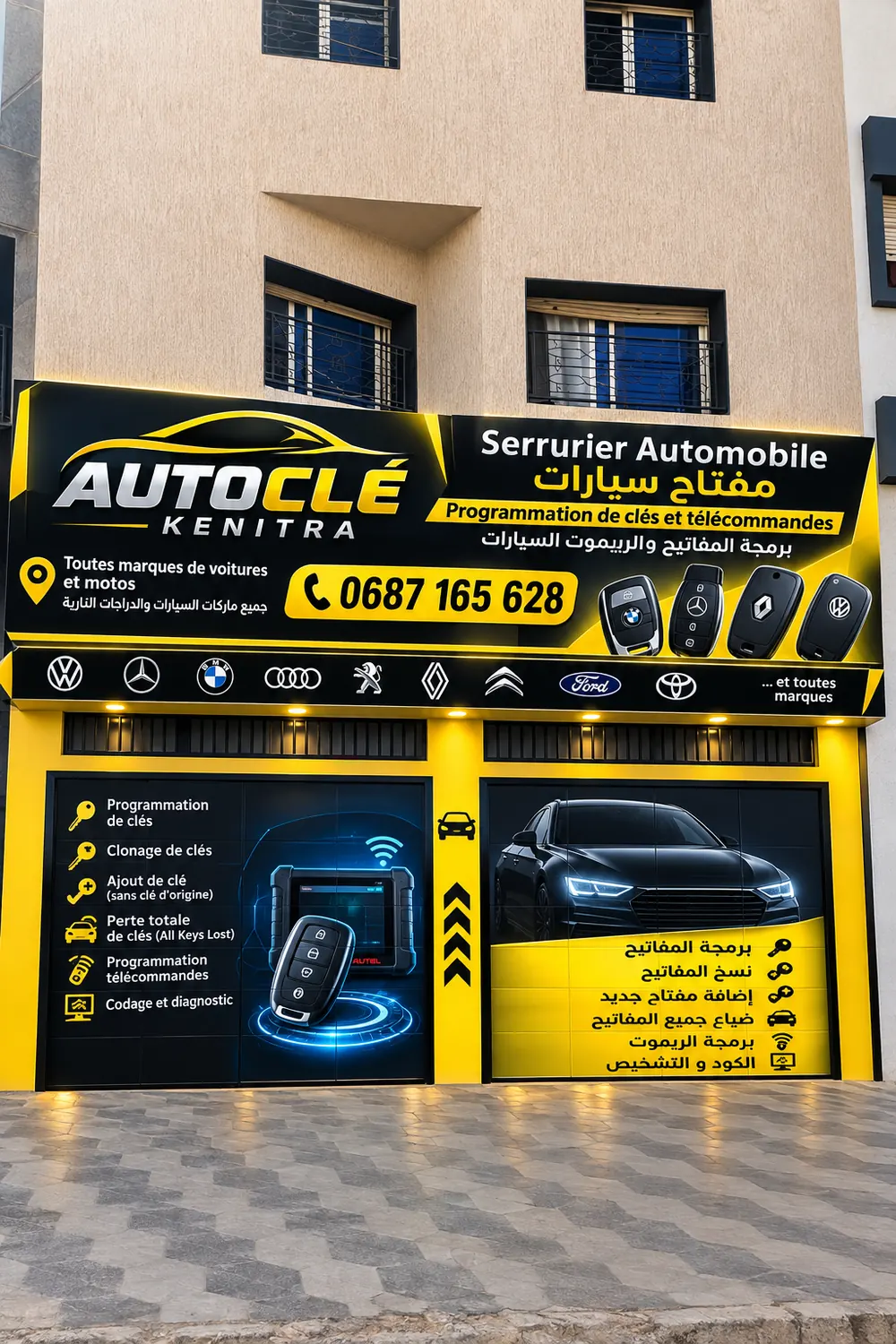 Façade de l'atelier Auto Clé Kenitra